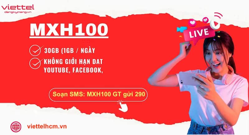 Đăng ký Gói cước MXH100 Viettel